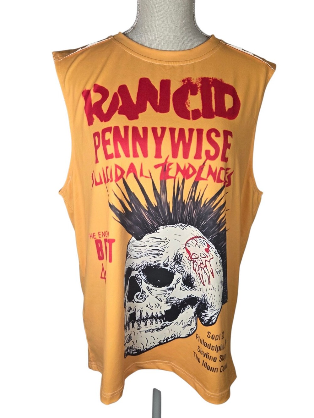 Rancid Pennywise Sleeveless T-Shirt Mens Small Yellow & Red -Band Tee